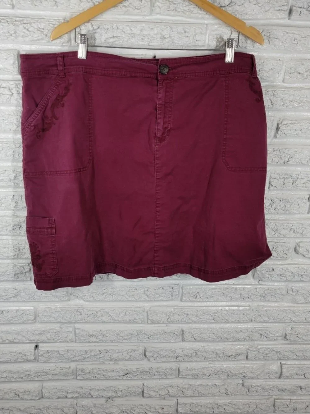 Croft Barrow Womens Skort 24W Plus Purple Zip Fly Cotton Blend PUR19E